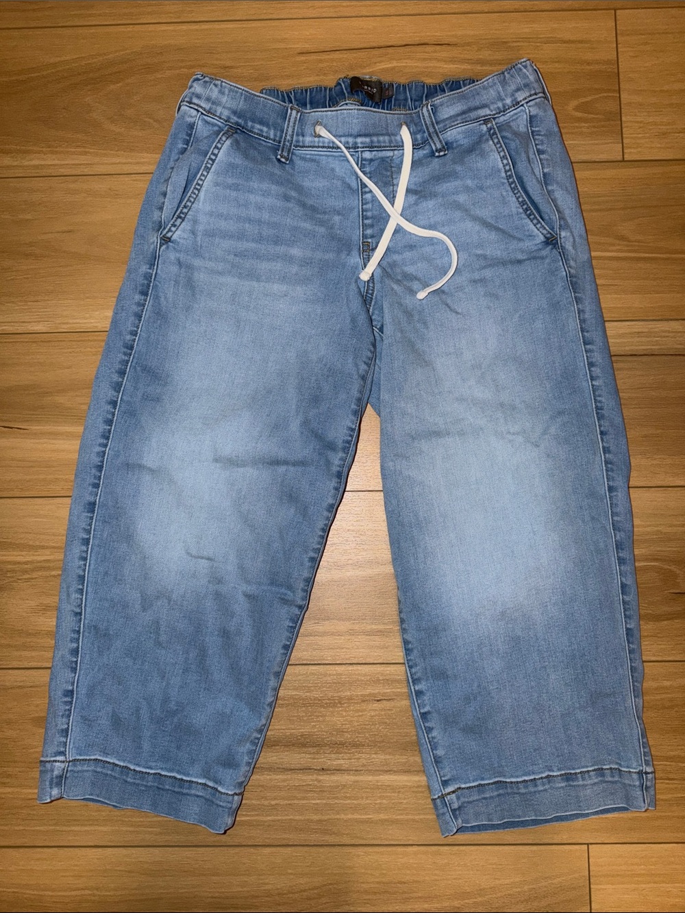 torrid Light Blue Cropped Denim Joggers with Drawstring